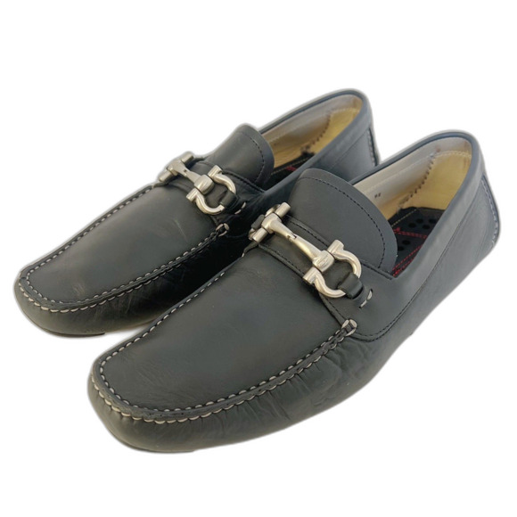 Salvatore Ferragamo Driver With Gancini Ornament Black Horsebit Loafers Size 9.5 - Picture 1 of 8